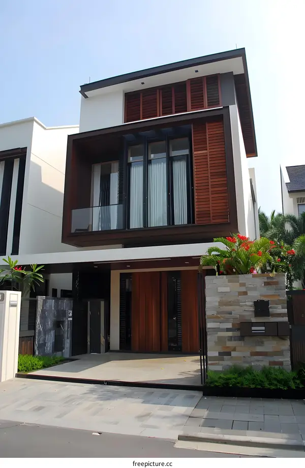 Modern Home Exterior Design with Wooden Accents
