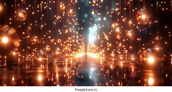 Golden and Silver Spheres Hanging from the Ceiling