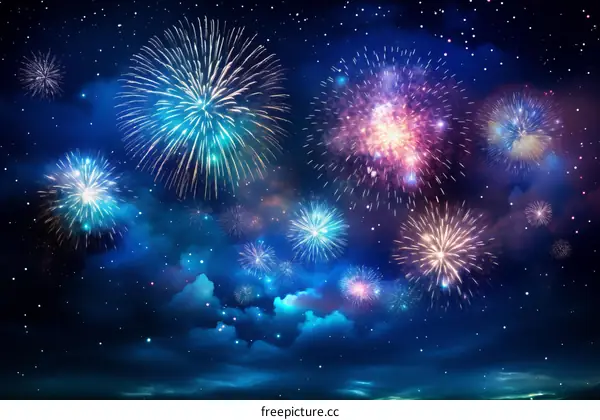 Fireworks light up the night sky