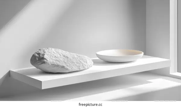 Minimalist Modern Still Life with Stone and Bowl