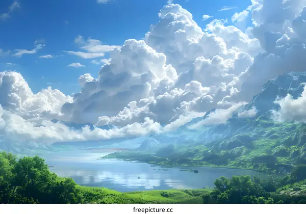 Mountains and lake landscape