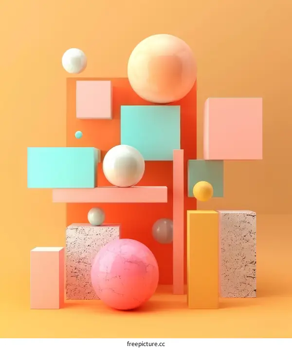 3D Colorful Geometric Shapes Background Illustration