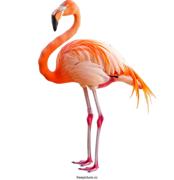 [Transparent Background PNG]Pink Flamingo on White Background