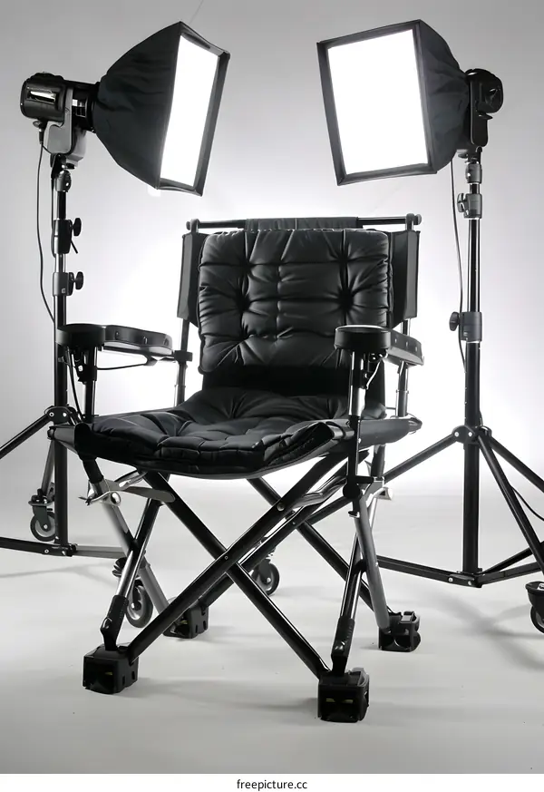 Black Folding Director Chair With Lights