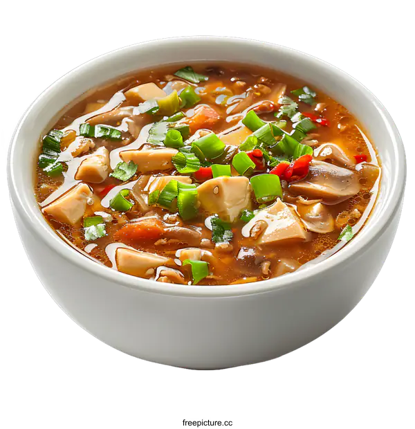 [Transparent Background PNG]Hot and Sour Soup with Vegetables and Tofu
