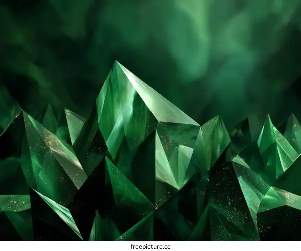 Emerald Crystal Mountain Landscape Illustration