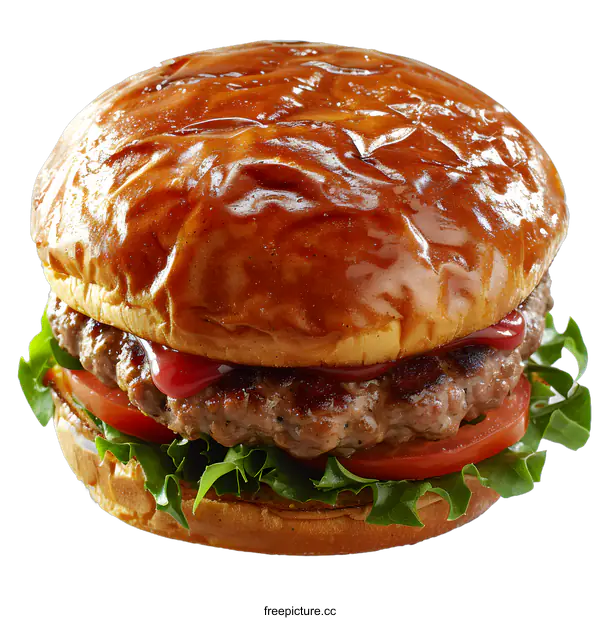 [Transparent Background PNG]yummy hamburger with lettuce tomato and cheese
