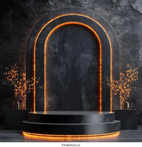 Dark Modern Minimalist Empty Podium Showcase