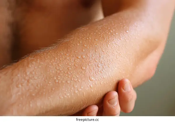 Closeup of a Sweaty Human Arm