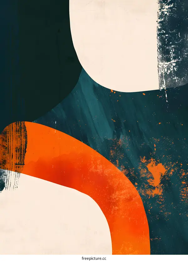 Abstract Geometric Shapes in Orange Green and White