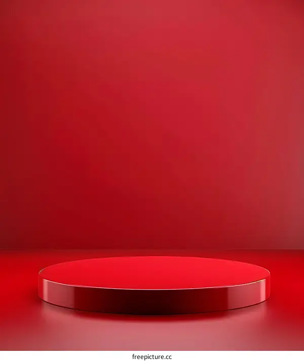 Red Round Podium on Red Background
