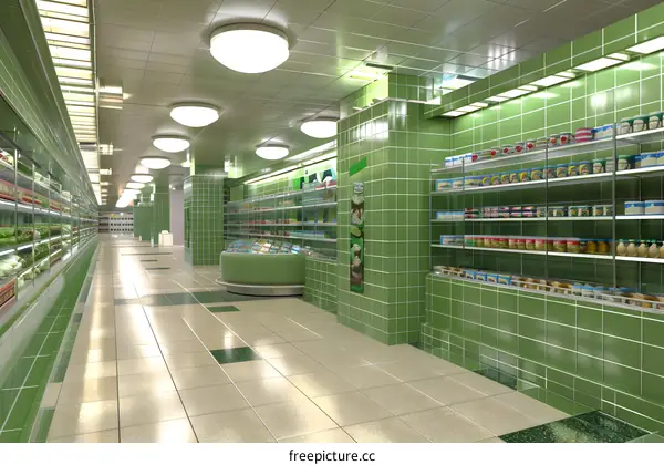 Green Tile Supermarket Interior Design