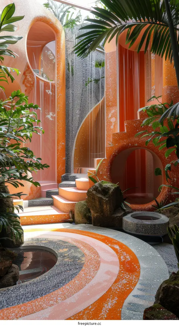 Courtyard with a Tropical Vibe