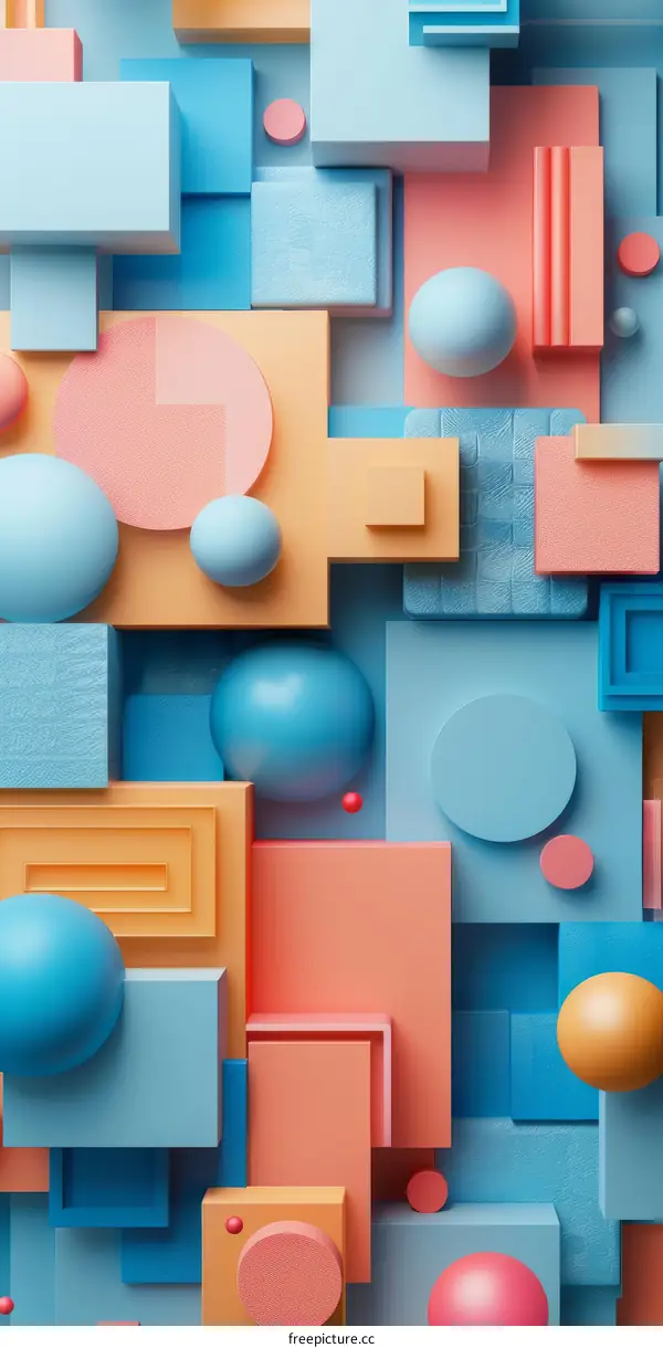 3D geometric shapes composition with pastel colors