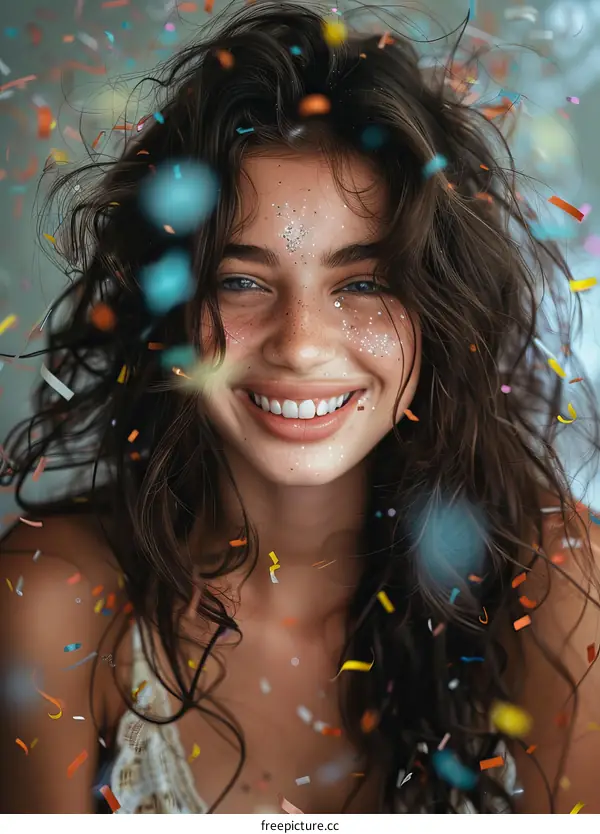Celebration Woman with Confetti Portrait