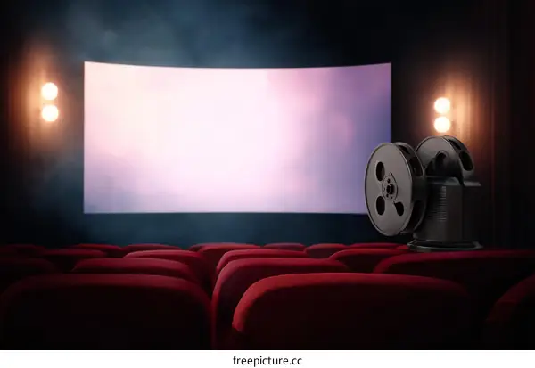 Vintage Movie Theater with Film Reels