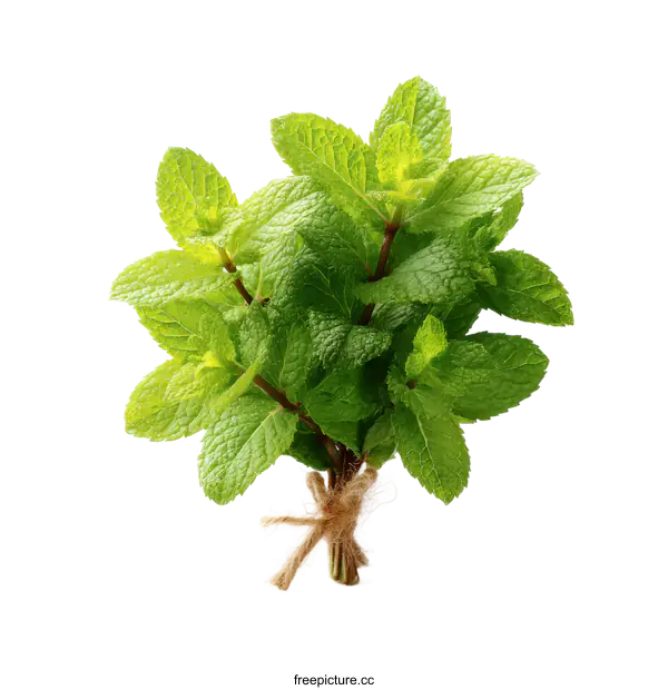[Transparent Background PNG]Fresh Bunch of Mint Leaves