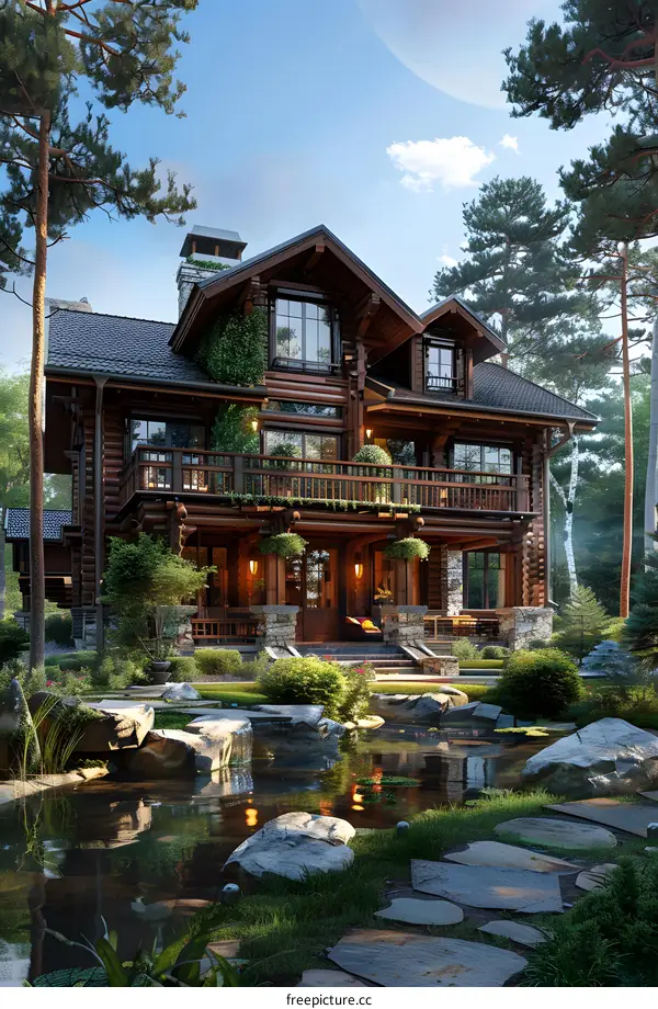 Wooden house in the woods