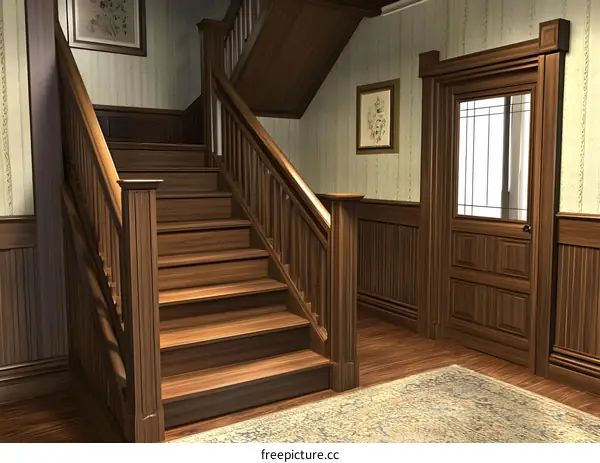 Wooden Stairs in a Home Interior