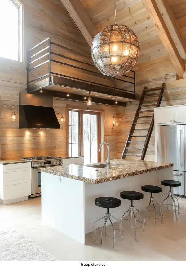 Rustic Kitchen with Loft Style