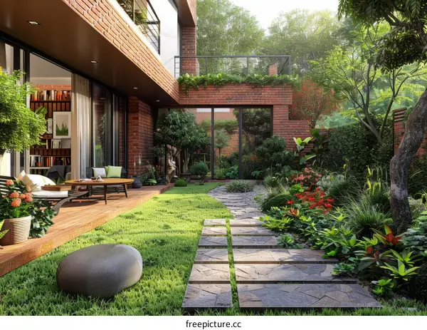 Courtyard House with Garden and Modern Interior