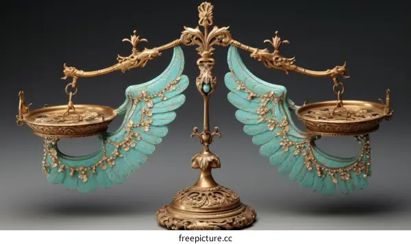 ornate gold and turquoise scale