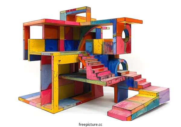 Colorful 3D structure made of blocks