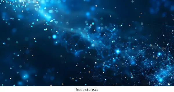 Blue abstract technology background with bright connected dots and lines