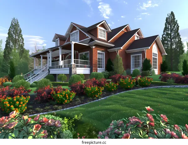 A beautiful house with a big garden