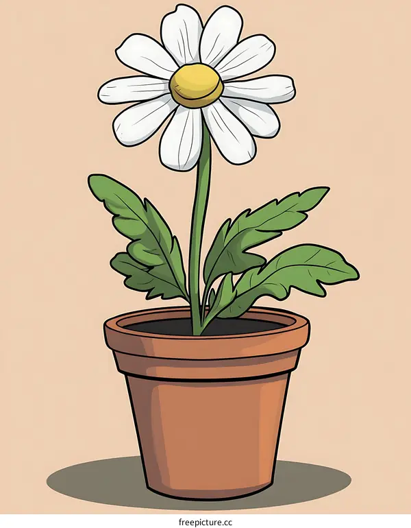 Cartoon Illustration of a Flower in a Pot