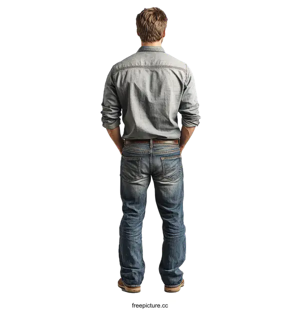 [Transparent Background PNG]Casual Male Portrait Back View