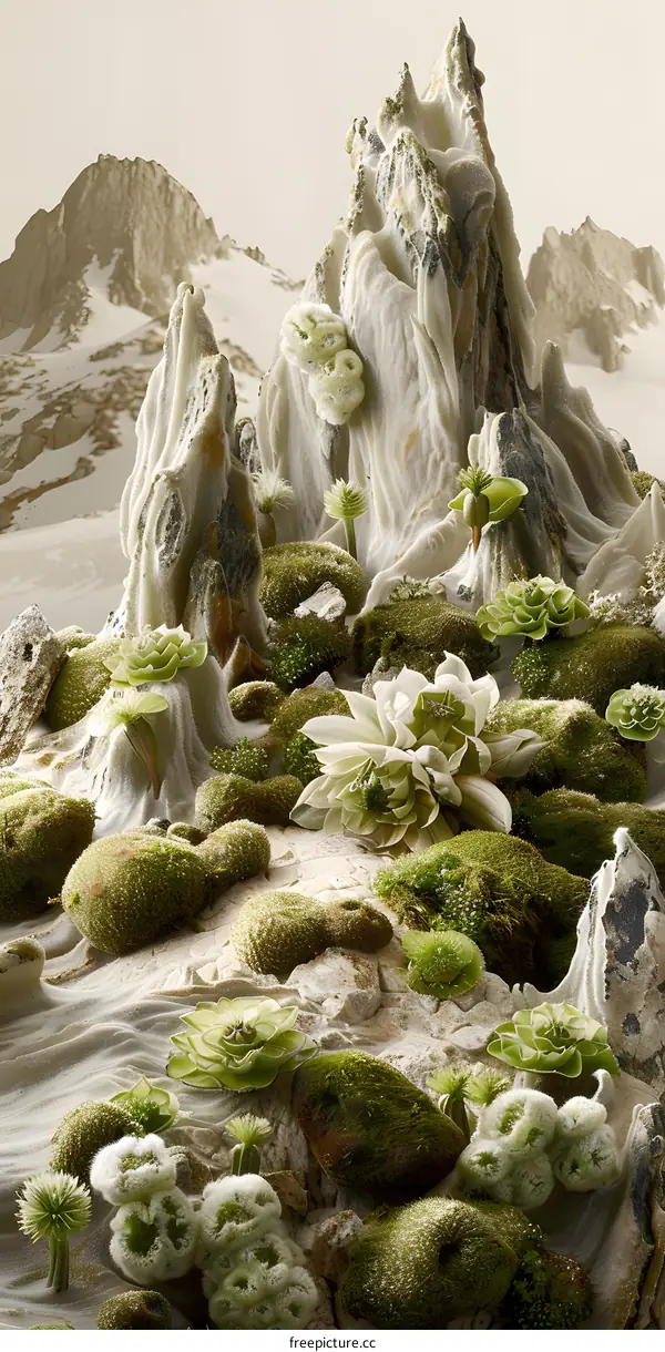 Abstract Mountain Range with Green Vegetation