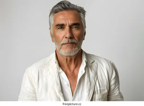 Portrait of a Middle Aged Man with Grey Hair