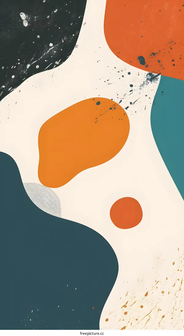 Abstract Art Background with Organic Shapes and Splatter