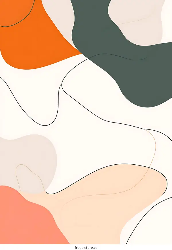 Abstract Art Illustration With Minimalist Design and Organic Shapes