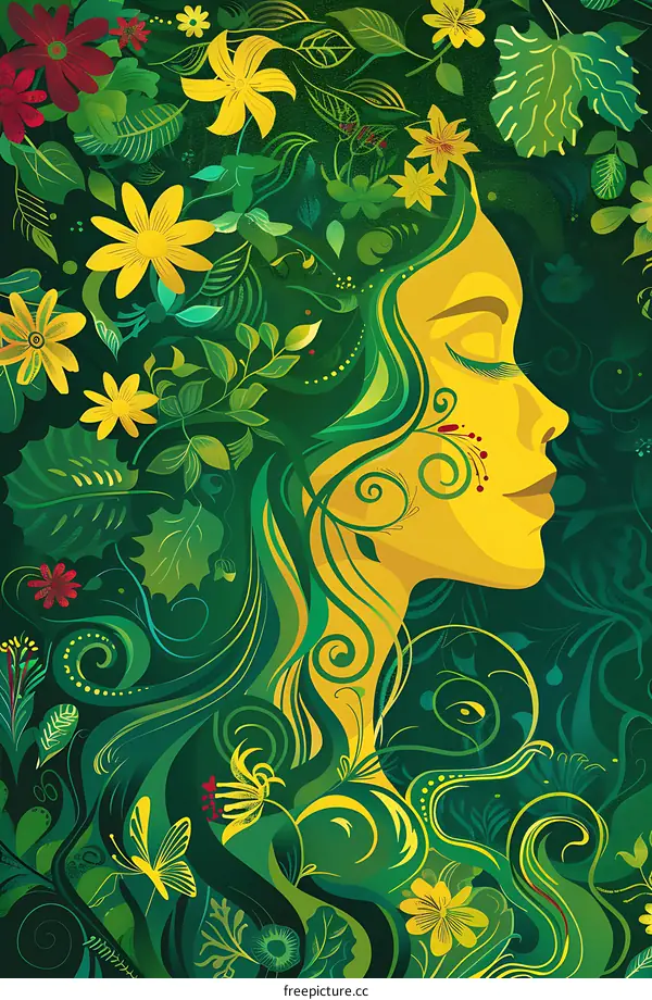 Woman With Flowers In Her Hair