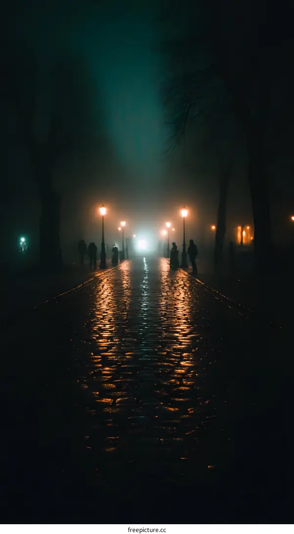 Cobblestone Path in the Fog
