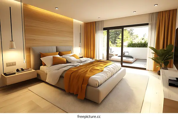 Modern Bedroom Interior Design with Terrace View