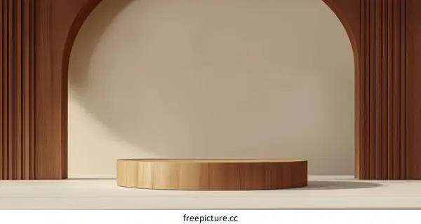 Wooden Display Podium in Minimalist Setting