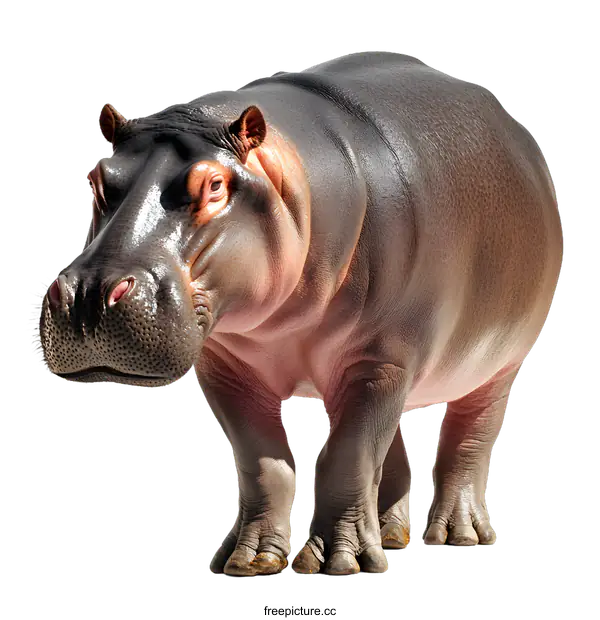[Transparent Background PNG]Hippopotamus Standing On White Background