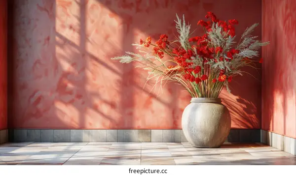 Interior Design with a Red Flower Arrangement