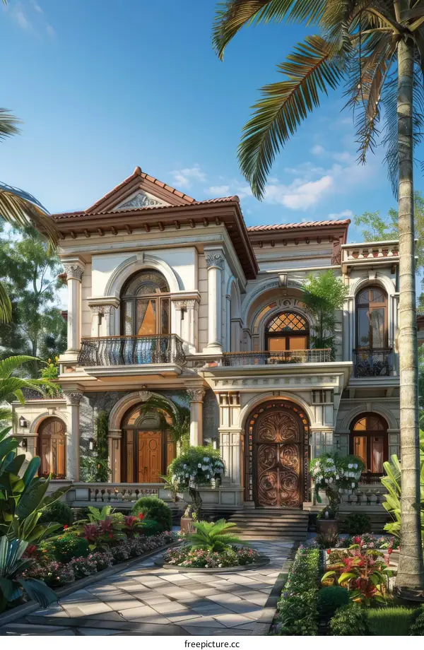 Luxury Mansion Exterior Design Illustration