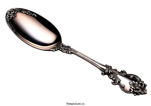 [Transparent Background PNG]Elegant Ornate Silver Spoon