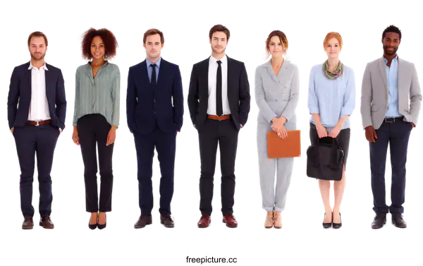 [Transparent Background PNG]Diverse Business Professionals in Formal Attire
