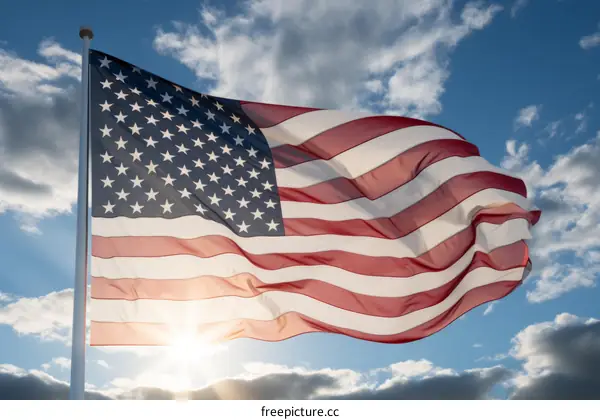American flag waving in the wind