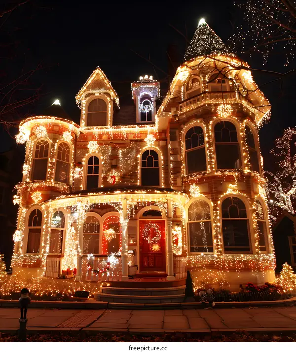 Christmas lights on a house