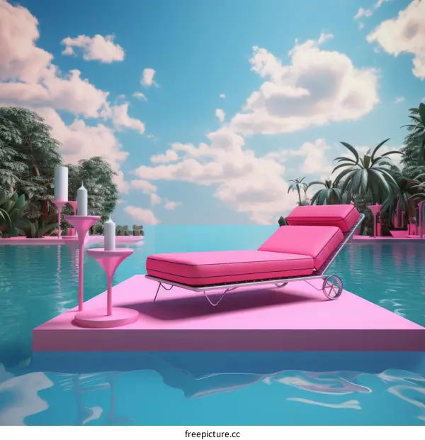 Pink Pool Float with Lounger