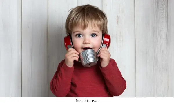 Toddler Child Playing with a Toy Microphone