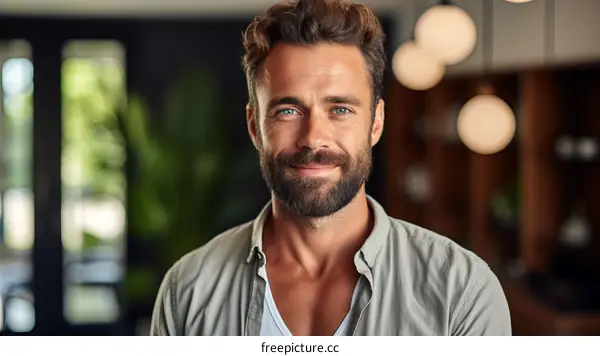 Handsome Man with Beard Portrait
