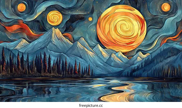 Majestic Mountain Landscape at Night